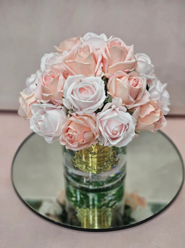 LRB14 - mixed pink Rosebuds Grand Bouquet - GOLD BADGE - PINK BOX